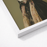 Framed Artwork Gothic-style Portrait Woman Ornate Patterned Attire Dark Priestess Art, Skull Mask Locked, Specter Torn