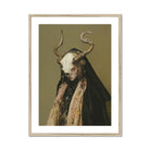 Pandora Dark Priestess Art Print, Figure Ornate Horned Headdress Dark Veil Patterned Fabric