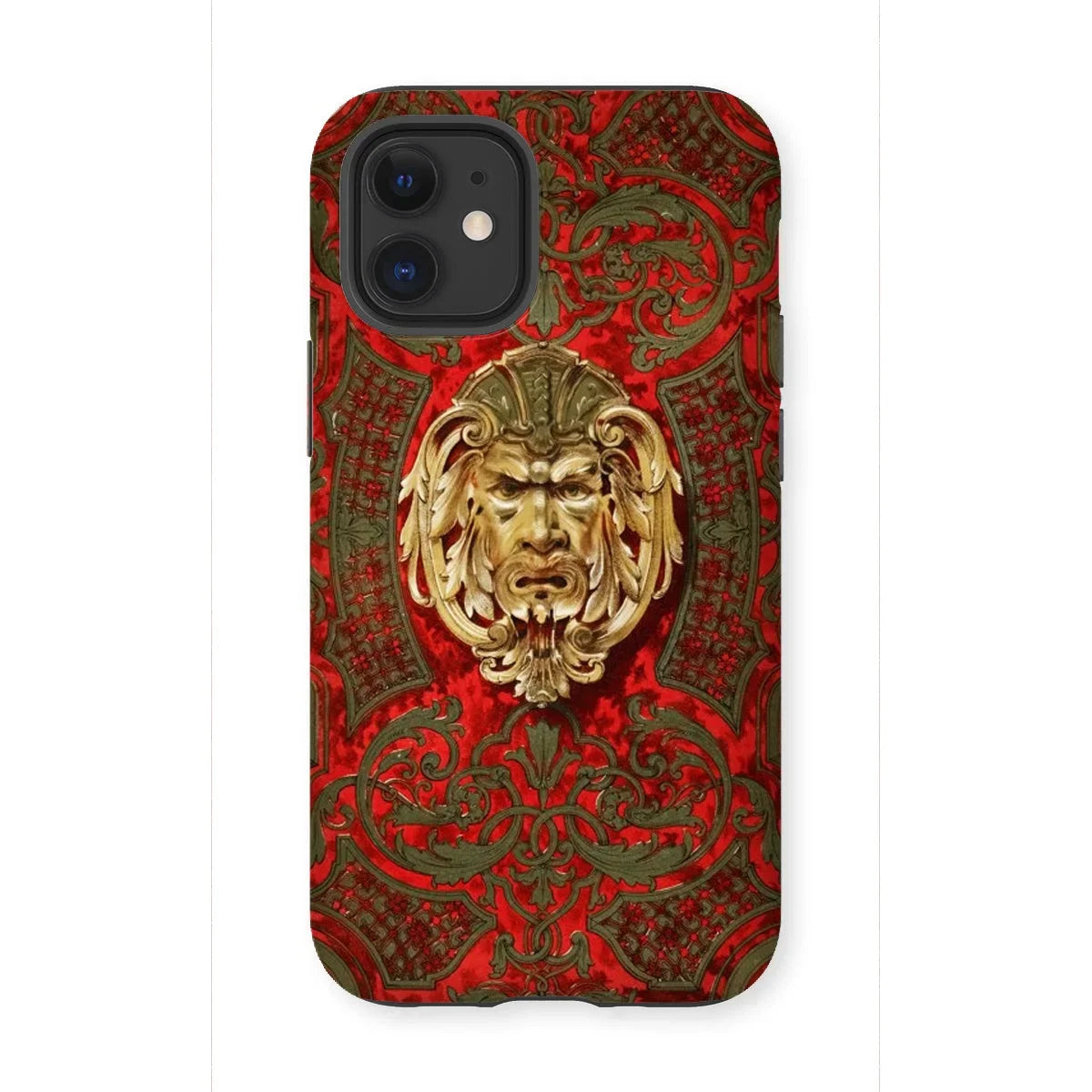 Panel in Buhl - Matthew Digby Wyatt Iphone Case, 12 Mini / Matte, Ornate Phone Case Golden Grotesque Face Red Patterned