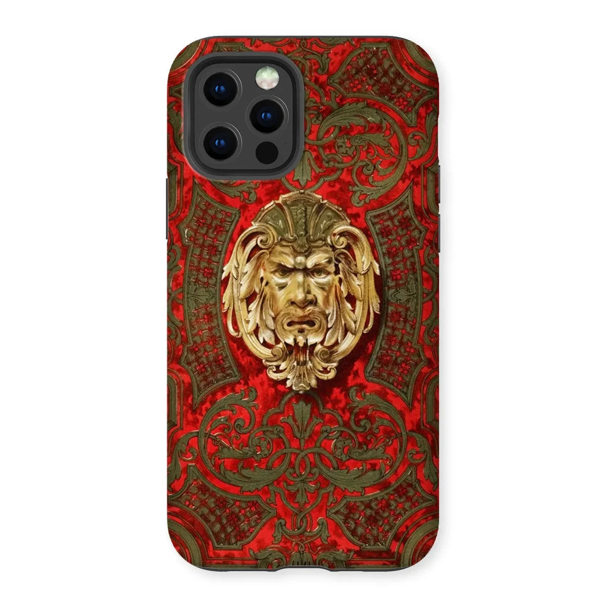 Panel in Buhl - Matthew Digby Wyatt Iphone Case, 12 Pro / Matte, Ornate Phone Case Golden Grotesque Face Red Green