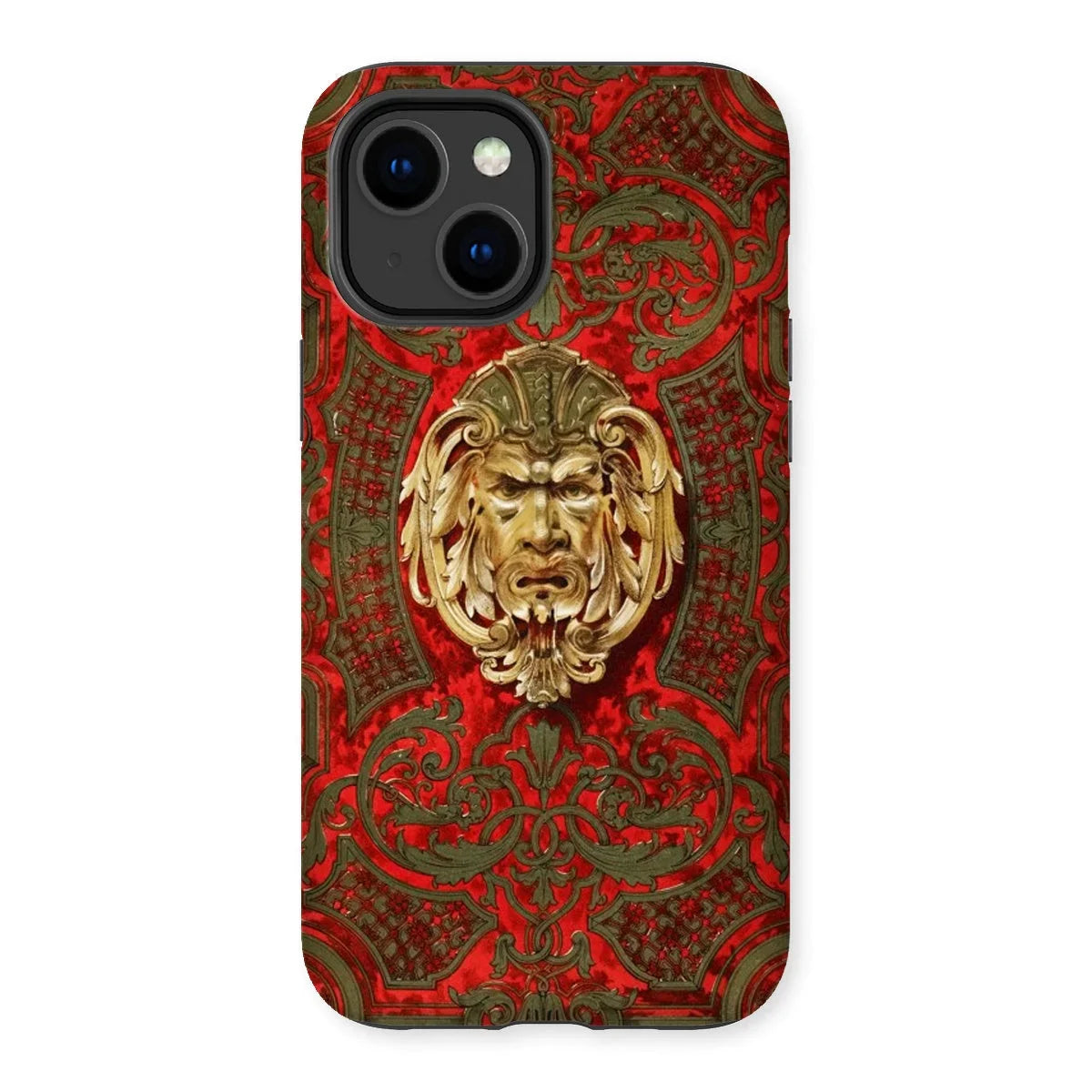 Panel in Buhl - Matthew Digby Wyatt Iphone Case, 14 Plus / Matte, Ornate Phone Case Golden Grotesque Face Red Green