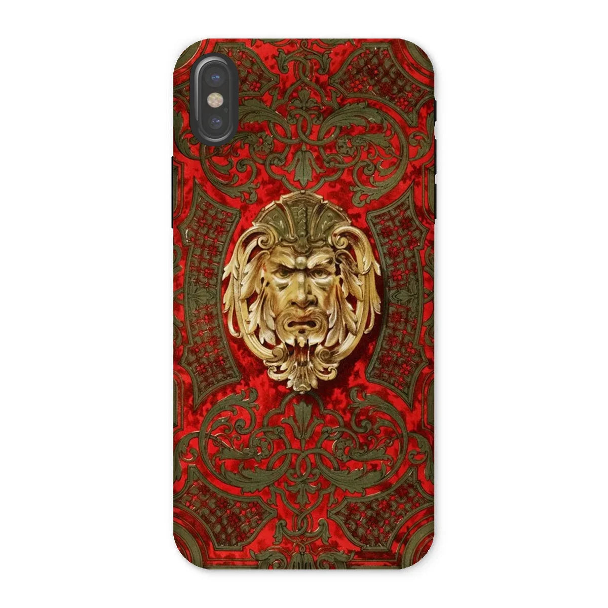 Panel in Buhl - Matthew Digby Wyatt Iphone Case, x / Matte, Ornate Phone Case Golden Grotesque Face Surrounded Intricate
