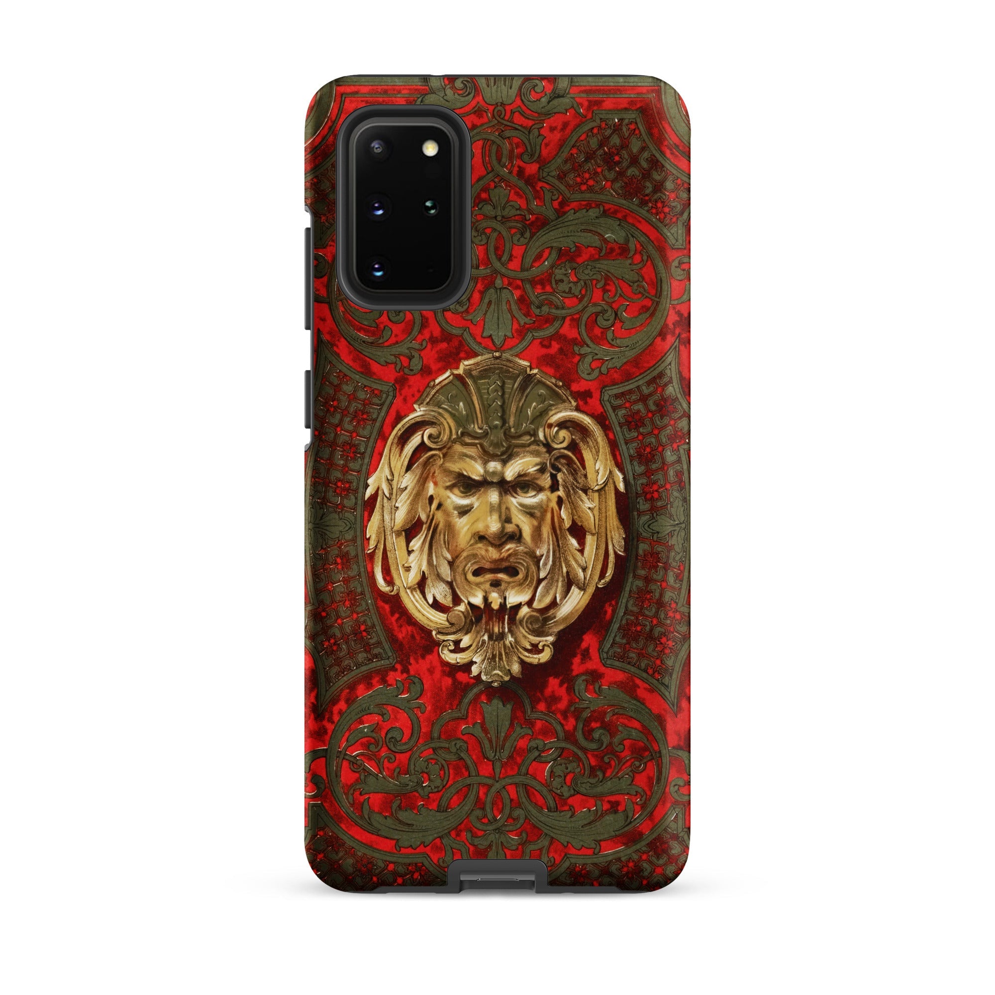 Panel in Buhl - Matthew Digby Wyatt Samsung Case, Galaxy S20 Plus / Matte, Red Smartphone Case Gold Ornate Demon Face