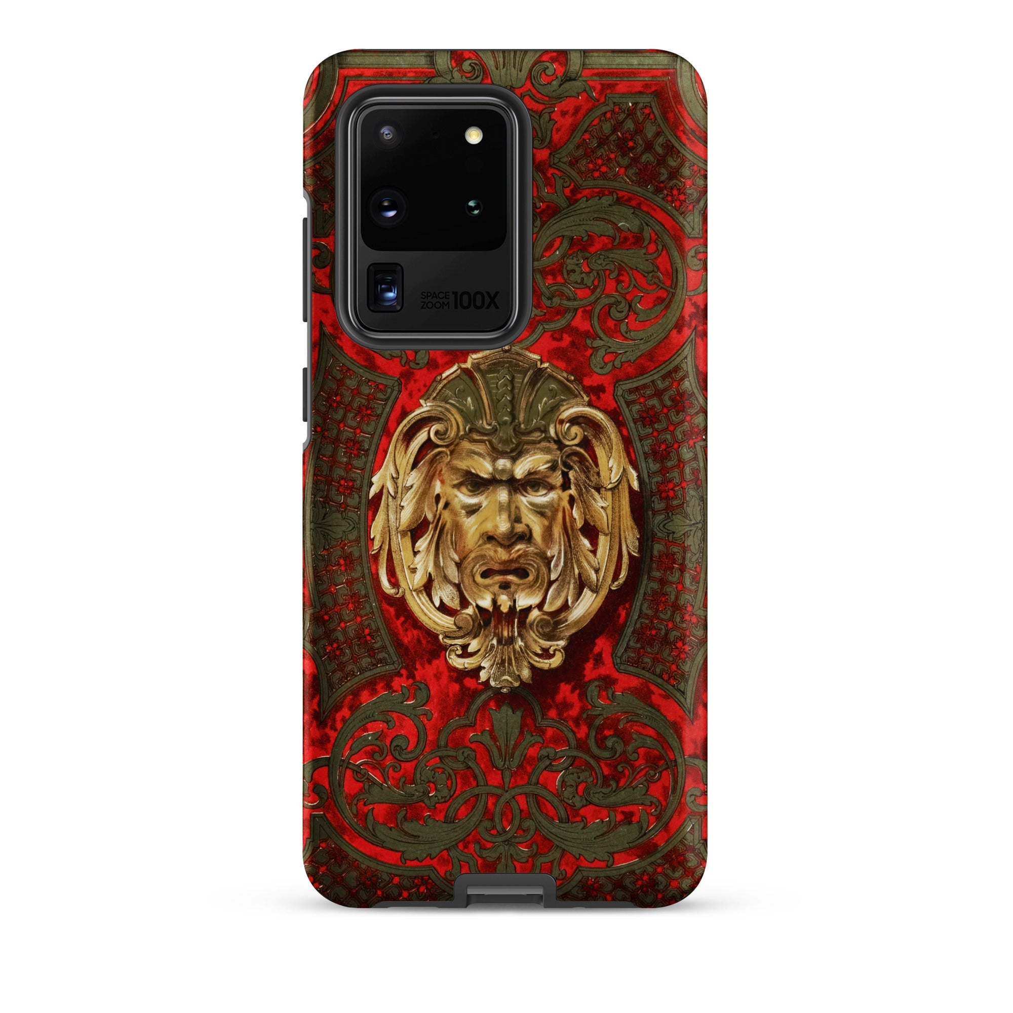 Panel in Buhl - Matthew Digby Wyatt Samsung Case, Galaxy S20 Ultra / Matte, Red Gold Ornate Smartphone Case Grotesque Mask Design