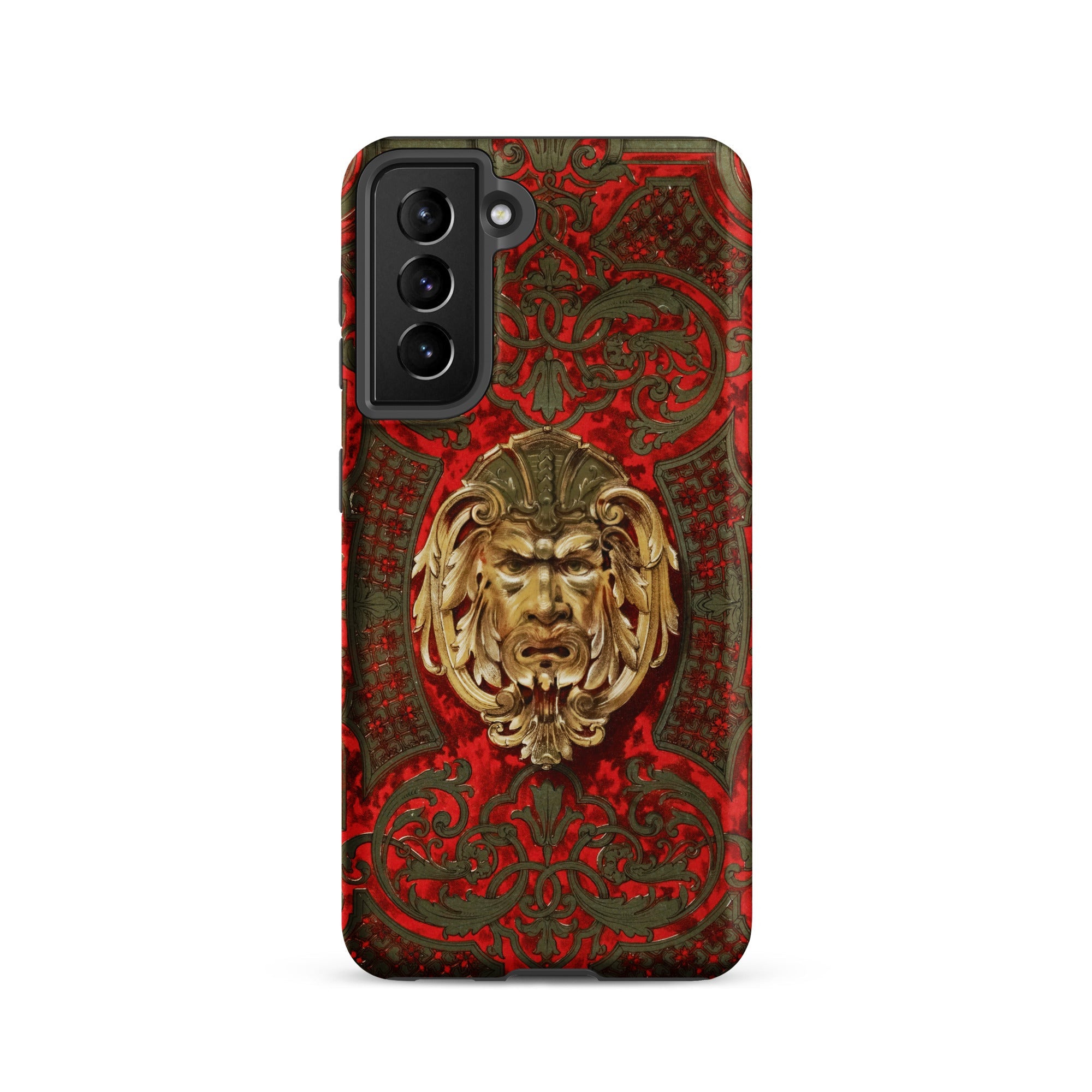 Panel in Buhl - Matthew Digby Wyatt Samsung Case, Galaxy S21 / Matte, Red Gold Ornate Smartphone Case Stylized Face