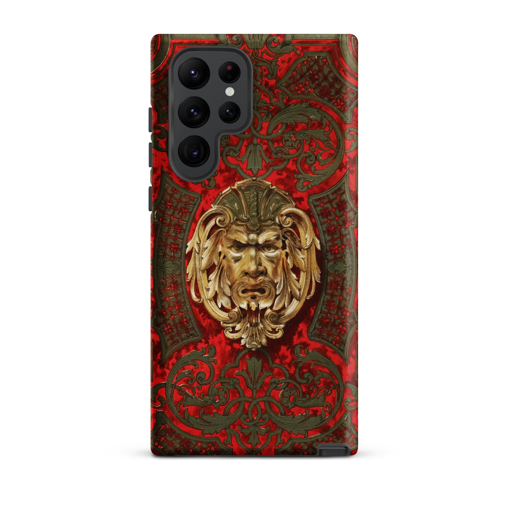 Panel in Buhl - Matthew Digby Wyatt Samsung Case, Galaxy S22 Ultra / Matte, Red Gold Ornate Phone Case Decorative Mask Design