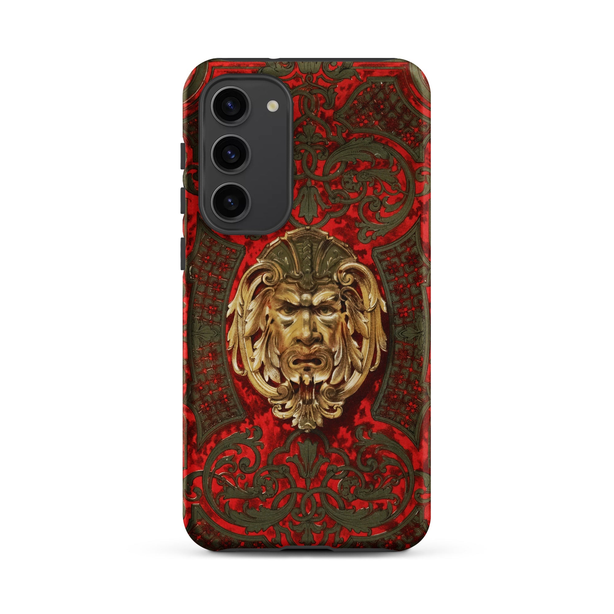 Panel in Buhl - Matthew Digby Wyatt Samsung Case, Galaxy S23 Plus / Matte, Red Gold Ornate Phone Case Sculpted Face