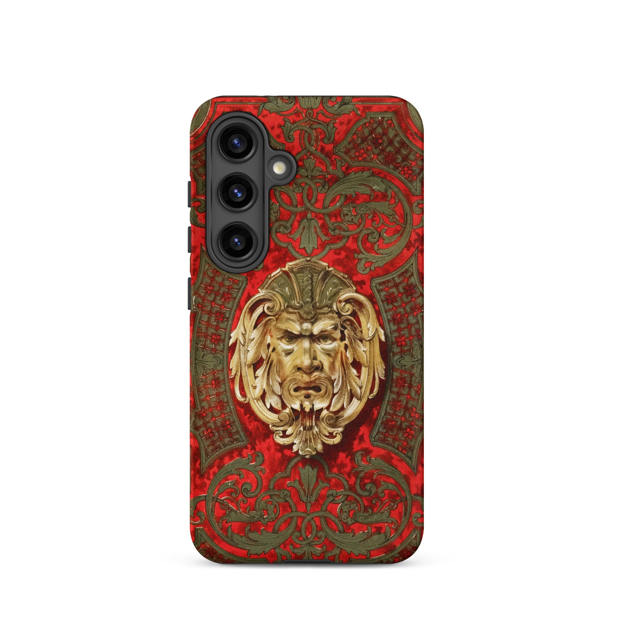 Panel in Buhl - Matthew Digby Wyatt Samsung Case, Galaxy S24 / Matte, Red Gold Smartphone Case Ornate Angry Golden Face