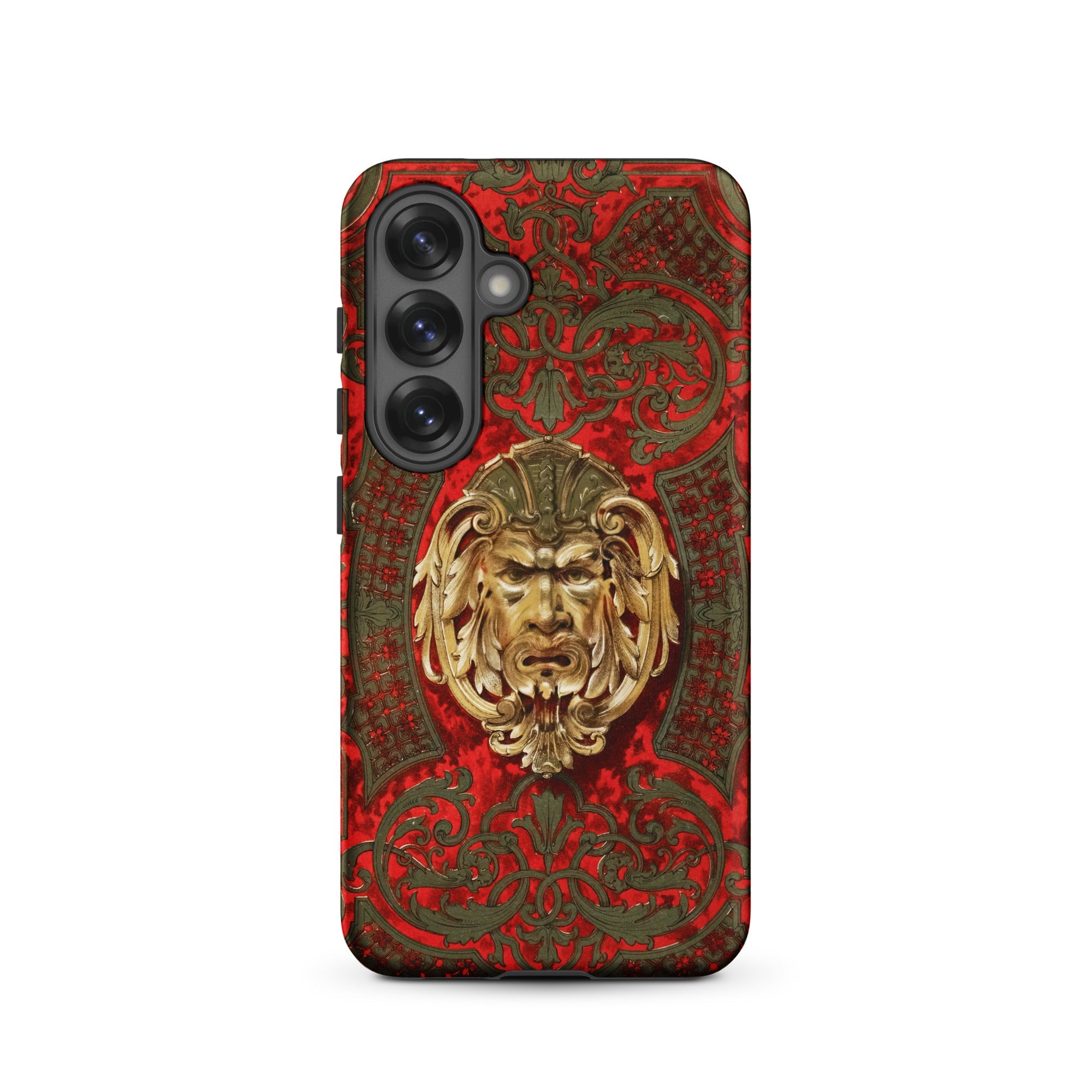 Panel in Buhl - Matthew Digby Wyatt Samsung Case, Galaxy S25 / Matte, Red Gold Ornate Phone Case Sculpted Face