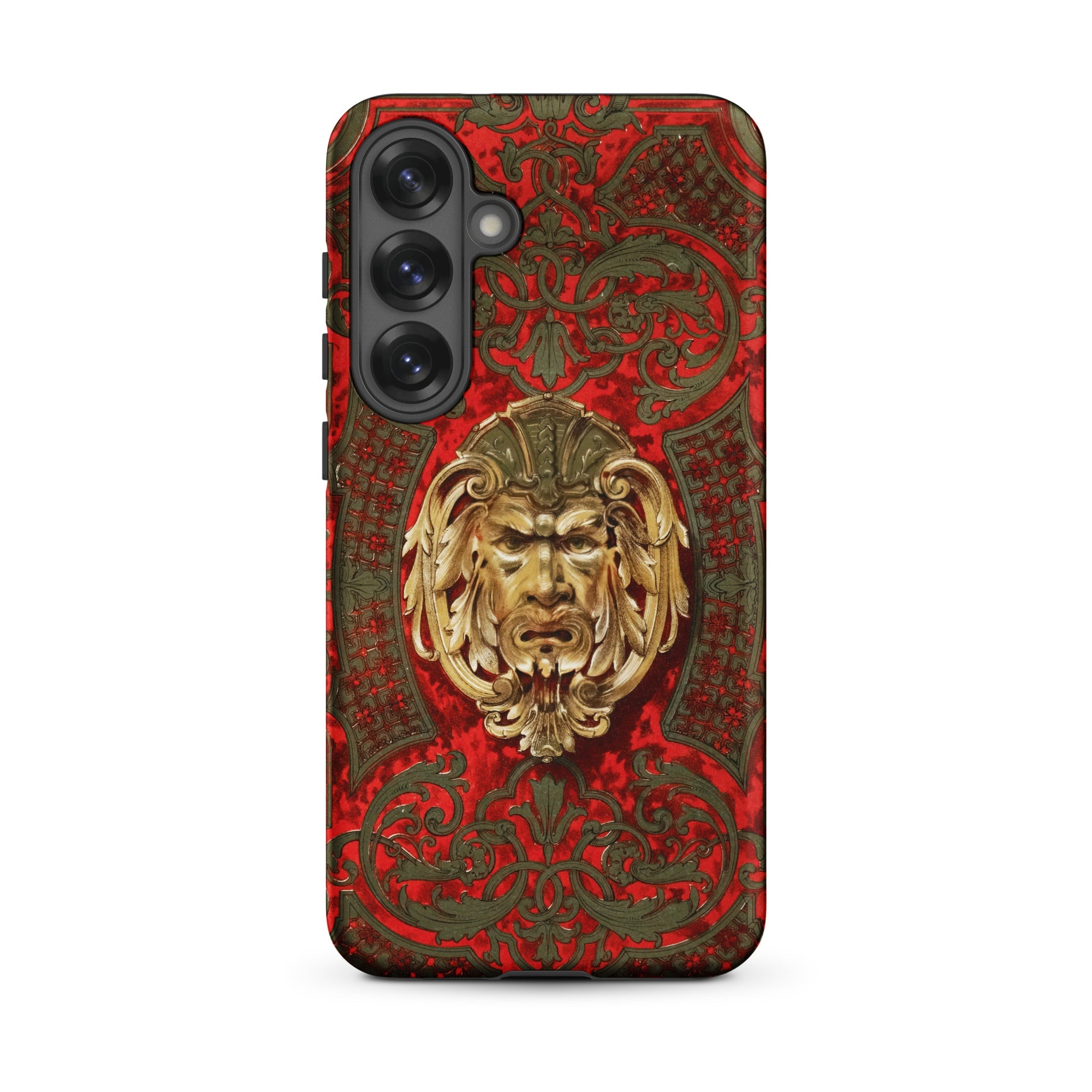 Panel in Buhl - Matthew Digby Wyatt Samsung Case, Galaxy S25 Plus / Matte, Red Gold Phone Case Ornate Face Emblem