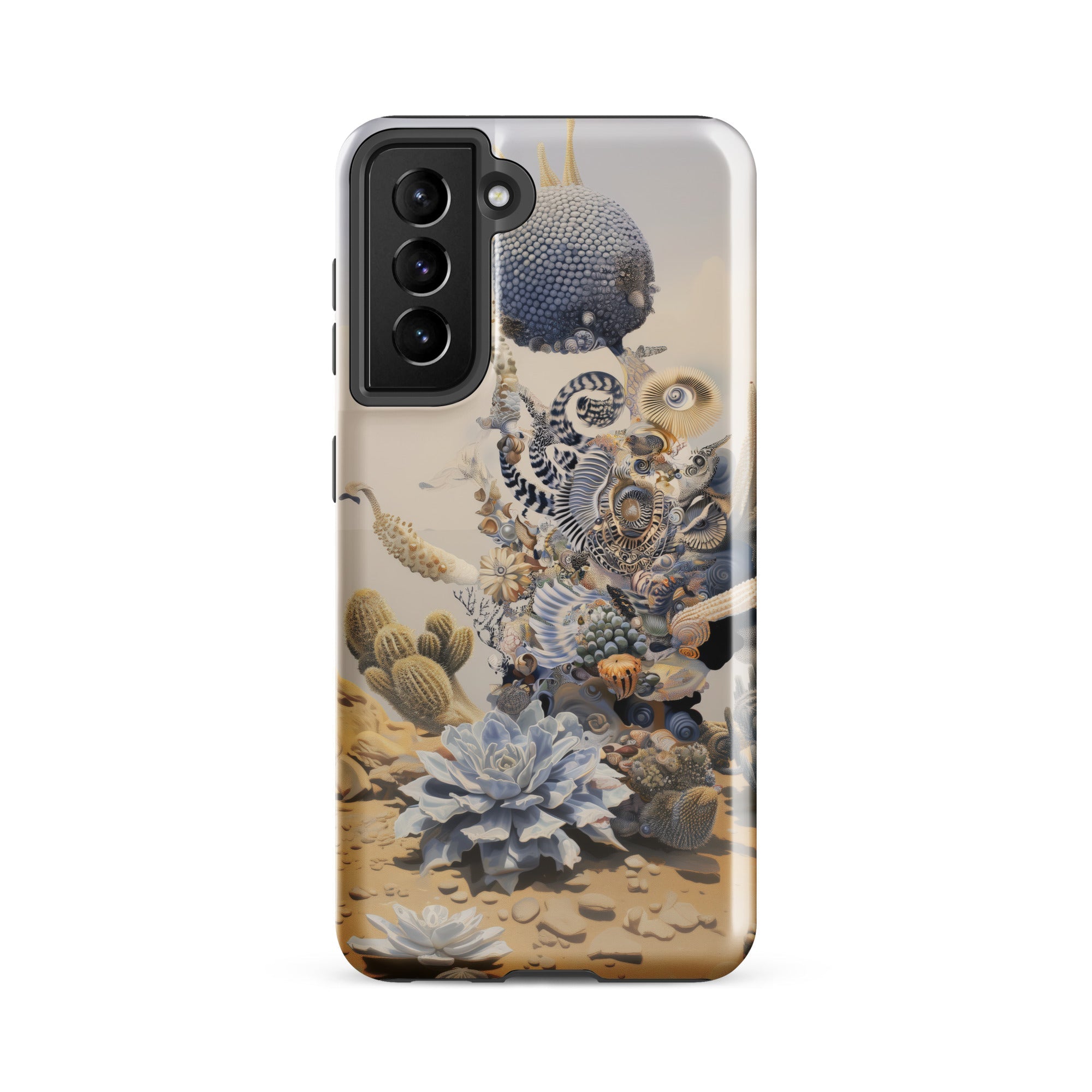 Pantheon Surreal Cactus God Art Samsung Case, Galaxy S21 Fe / Gloss, Smartphone Case Desert Themed Surreal Art Design Cacti Succulents