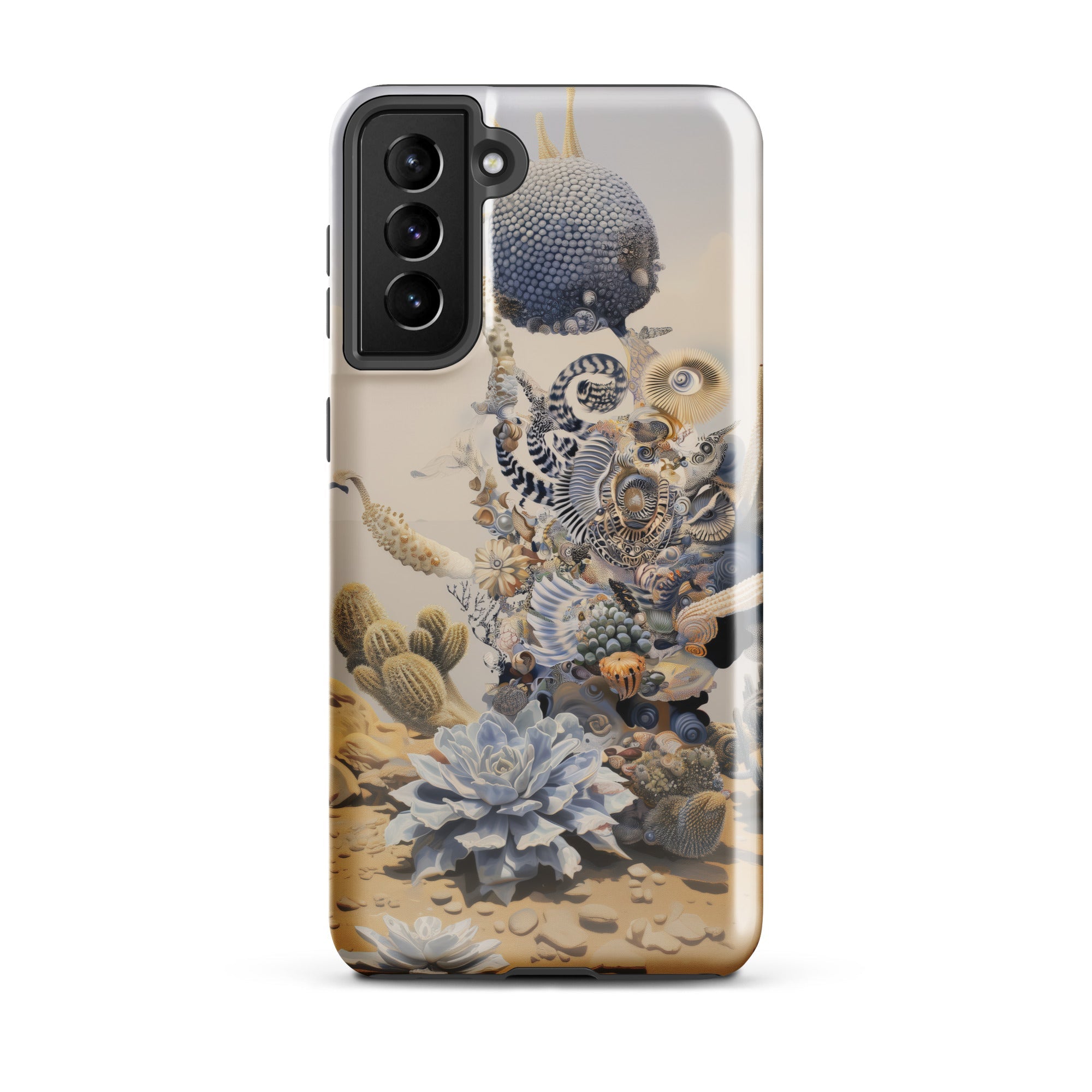 Pantheon Surreal Cactus God Art Samsung Case, Galaxy S21 Plus / Gloss, Smartphone Case Complex Surreal Desert Marine Life Illustration