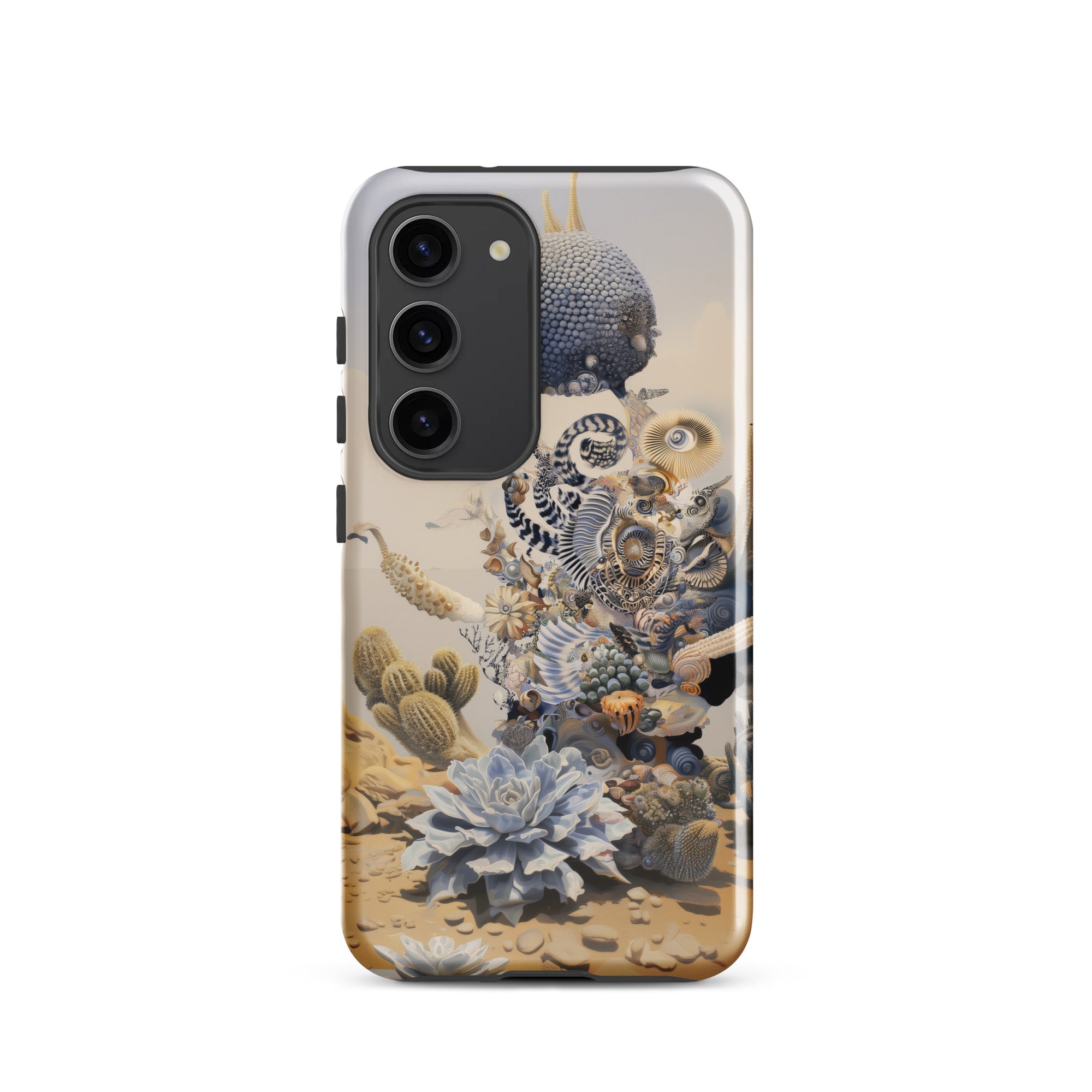 Pantheon Surreal Cactus God Art Samsung Case, Galaxy S23 / Gloss, Smartphone Case Whimsical Surreal Desert Landscape Aquatic Life