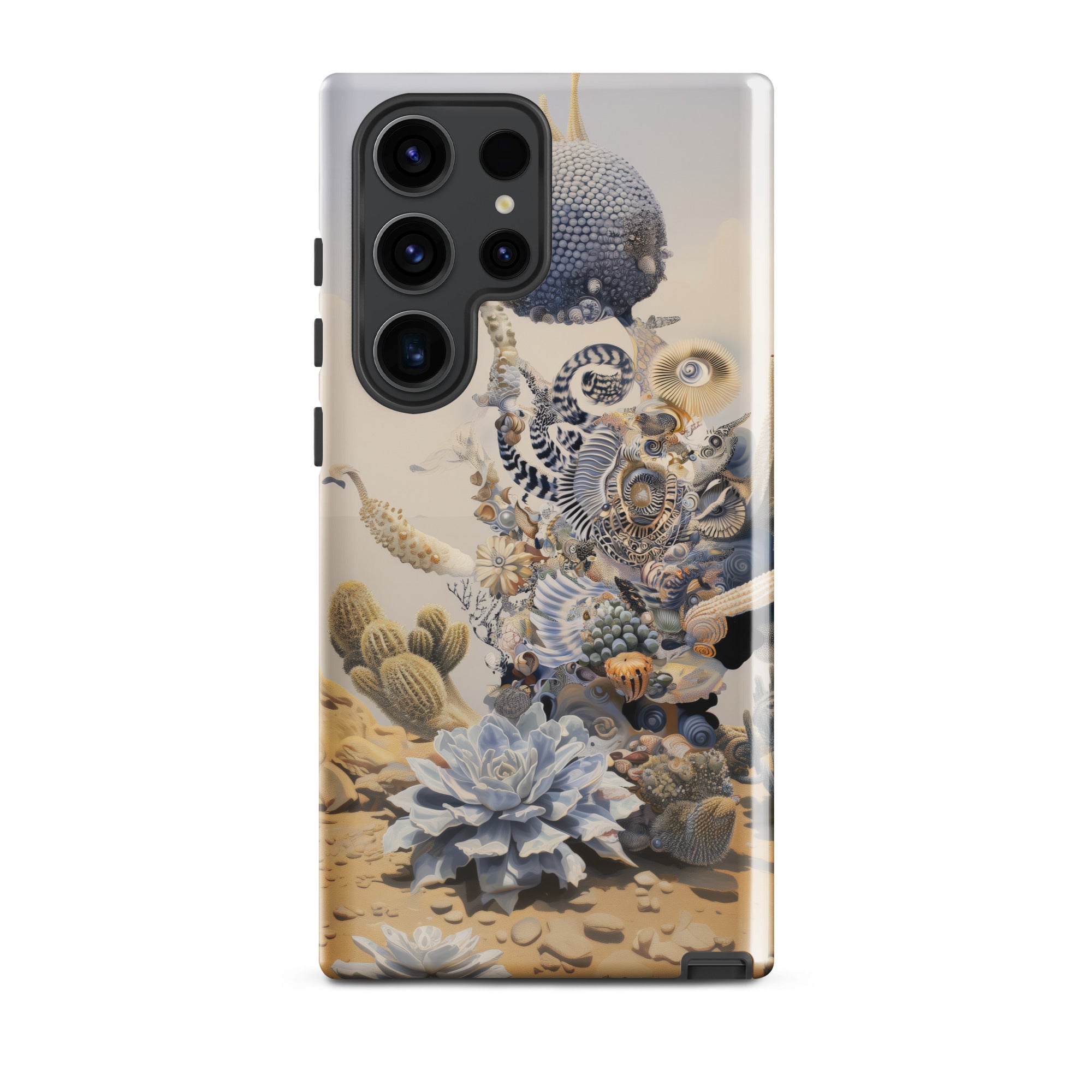 Pantheon Surreal Cactus God Art Samsung Case, Galaxy S23 Ultra / Gloss, Smartphone Surreal Desert Themed Case Abstract Face Composed Natural