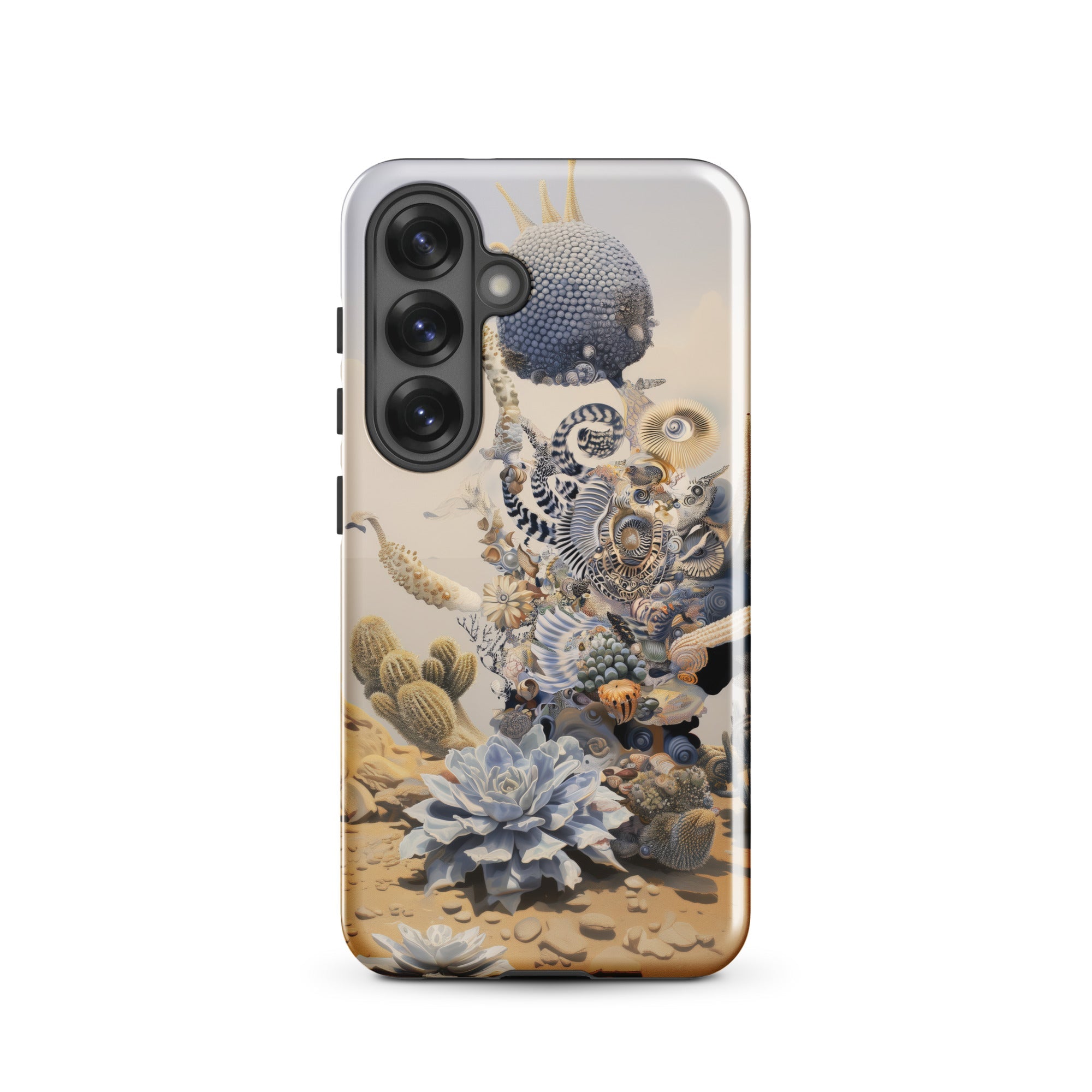 Pantheon Surreal Cactus God Art Samsung Case, Galaxy S25 / Gloss, Smartphone Case Whimsical Desert Landscape Design