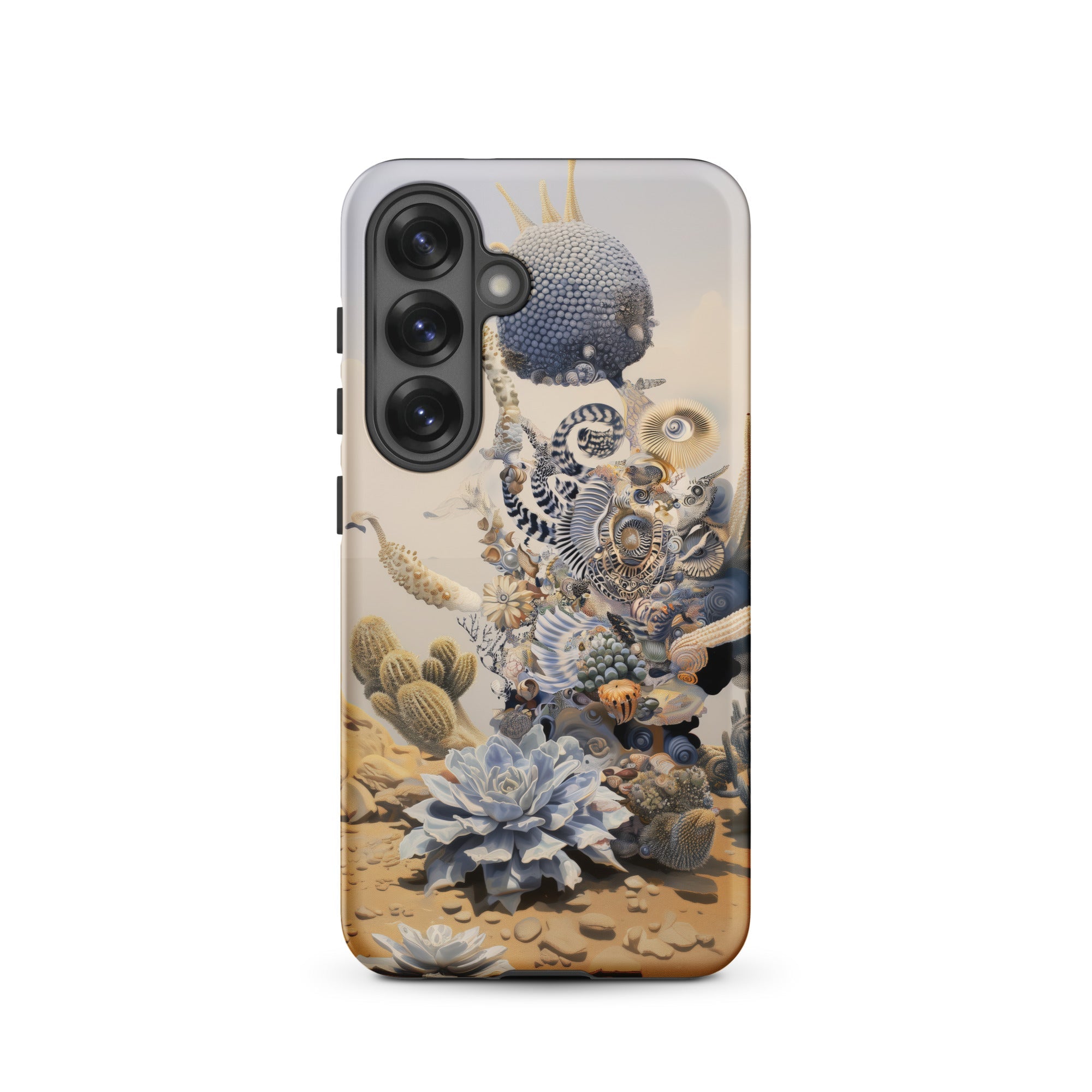 Pantheon Surreal Cactus God Art Samsung Case, Galaxy S25 / Matte, Smartphone Case Whimsical Desert Landscape Fantastical Creature Design