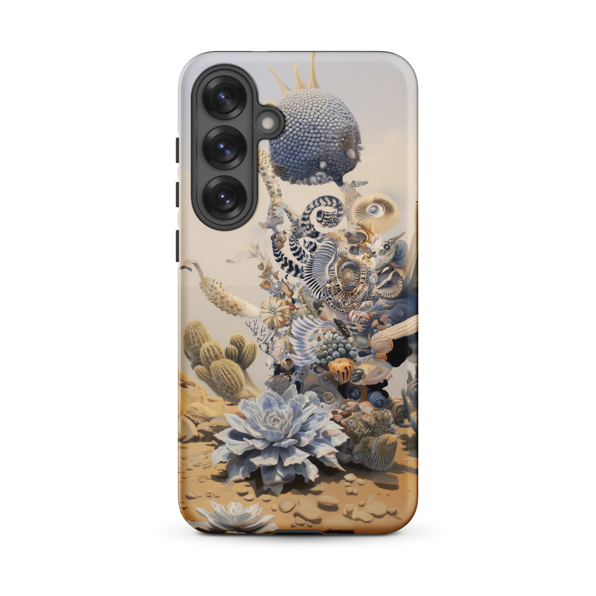 Pantheon Surreal Cactus God Art Samsung Case, Galaxy S25 Plus / Matte, Smartphone Surreal Desert Themed Case Organic Mechanical Forms