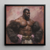 Papa Bear - Gay Muscle Daddy Art Framed Canvas, 12x12’’ / 31x31cm / Black Floating Frame, Framed Painting Muscular Man