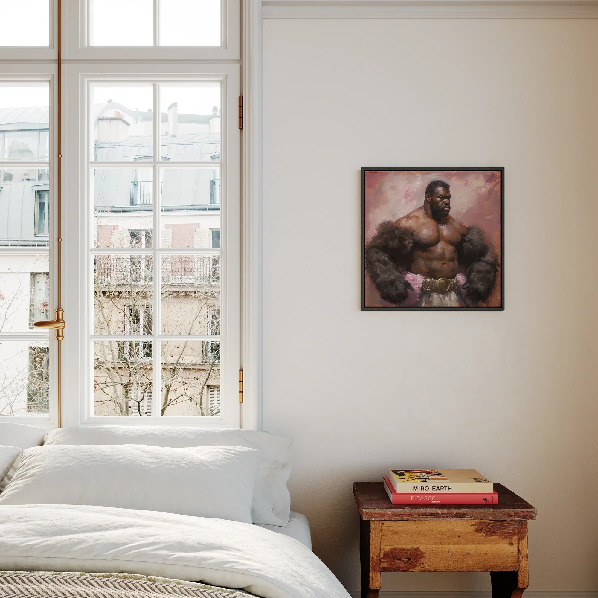 Papa Bear - Gay Muscle Daddy Art Framed Canvas, Framed Muscular Man Painting