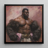 Papa Bear - Gay Muscle Daddy Art Print / Canvas Prints Black-framed Canvas Painting Muscular Black Man Dark Fur Muscle Daddy Art, Gaybear