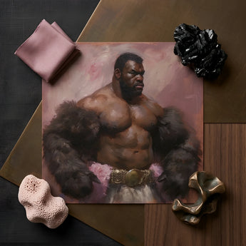 Papa Bear - Gay Muscle Daddy Art Print / Canvas Prints Richly Detailed Oil Painting Muscular Black Man Dark Muscle Daddy Art, Gaybear