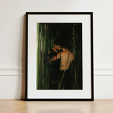Paradise - Gay Indian Lovers Tryst Art Print / Canvas Black-framed Art Print White Mat Intimate Scene Two Gay Indian Lovers, Lovers Tryst,