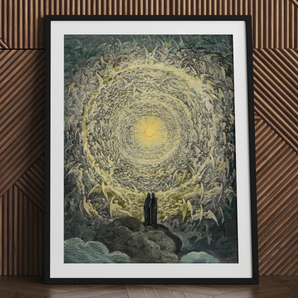 Paradiso Canto 31 - Gustave Dore Art Print, 24x32’’ / 61x81cm / Black Frame / 2’’ Matboard, Framed Artwork Vortex Figures Central Light Two