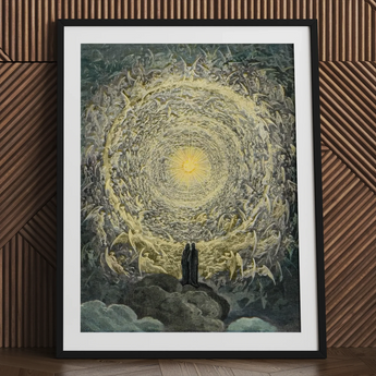 Paradiso Canto 31 - Gustave Dore Art Print, 24x32’’ / 61x81cm / Black Frame / 2’’ Matboard, Framed Artwork Vortex Figures Central Light Two