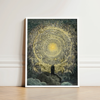 Paradiso Canto 31 - Gustave Dore Art Print / Canvas Framed Dramatic Celestial Scene Radiant Yellow, Concentric Radiance Prints