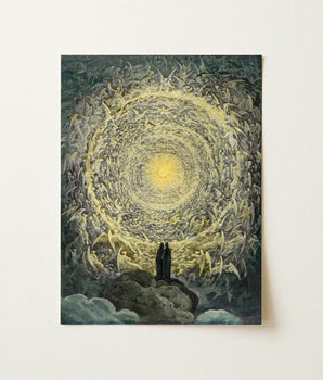 Dark-framed Art Print Vortex Angels Demons Central Golden Dore, Gustave, Concentric Radiance