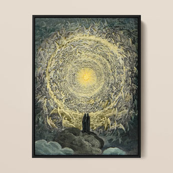 Paradiso Canto 31 - Gustave Dore Framed Canvas, 12x16’’ / 31x41cm / Black Floating Frame, Framed Print Dante Virgil Celestial Vortex Angels