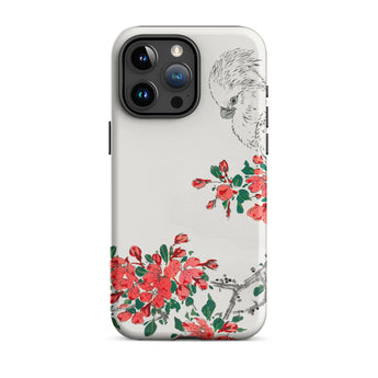 Parrot and Pyrus - Numata Kashu Iphone Case, 15 Pro Max / Matte, Phone Case Bird Floral Design