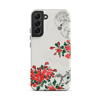 Parrot and Pyrus - Numata Kashu Phone Case Samsung Galaxy S22 Plus / Matte White Phone Case Delicate Black-and-white Sketch Bird Perched