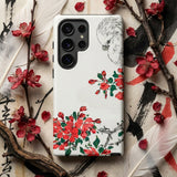 Parrot and Pyrus - Numata Kashu Phone Case White Phone Case Delicate Black-and-white Bird Illustration Surrounded Numata Kashu, Feathered