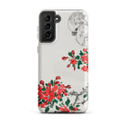 Parrot and Pyrus Numata Kashu Samsung Case, Galaxy S21 Plus / Matte, White Smartphone Case Bird Red Flowers