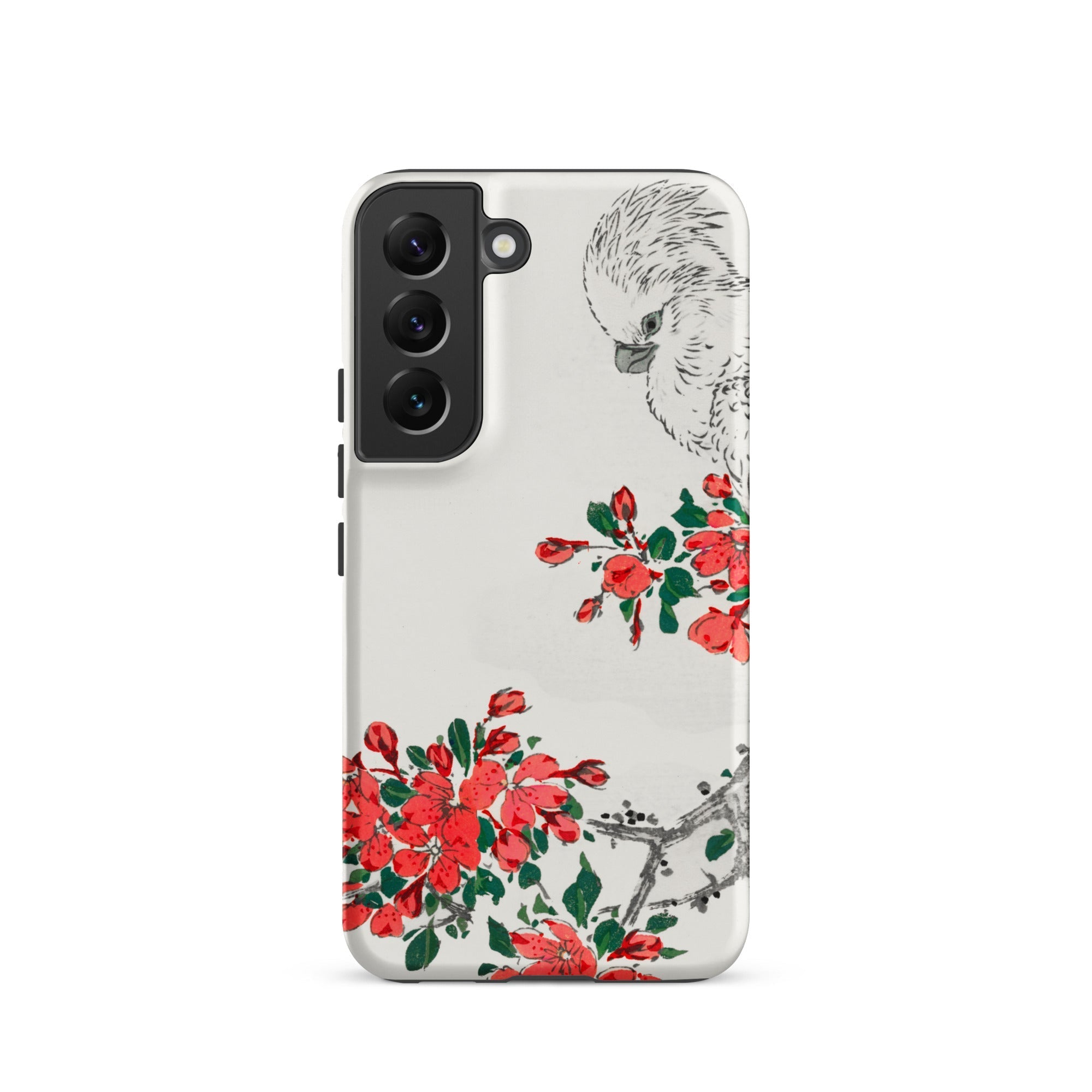 Parrot and Pyrus Numata Kashu Samsung Case, Galaxy S22 / Matte, White Phone Case Black Camera Module Colorful Design