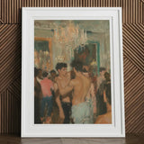 Party Animals - Luxe Vintage Circuit Gays Art Print, 12x16’’ / 31x41cm / White Frame / 2’’ Matboard, Framed Oil Painting Shirtless Men