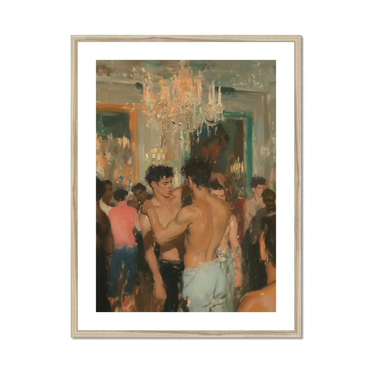 Party Animals Luxe Vintage Circuit Gays Art Print, Framed Oil Painting Crowded Party