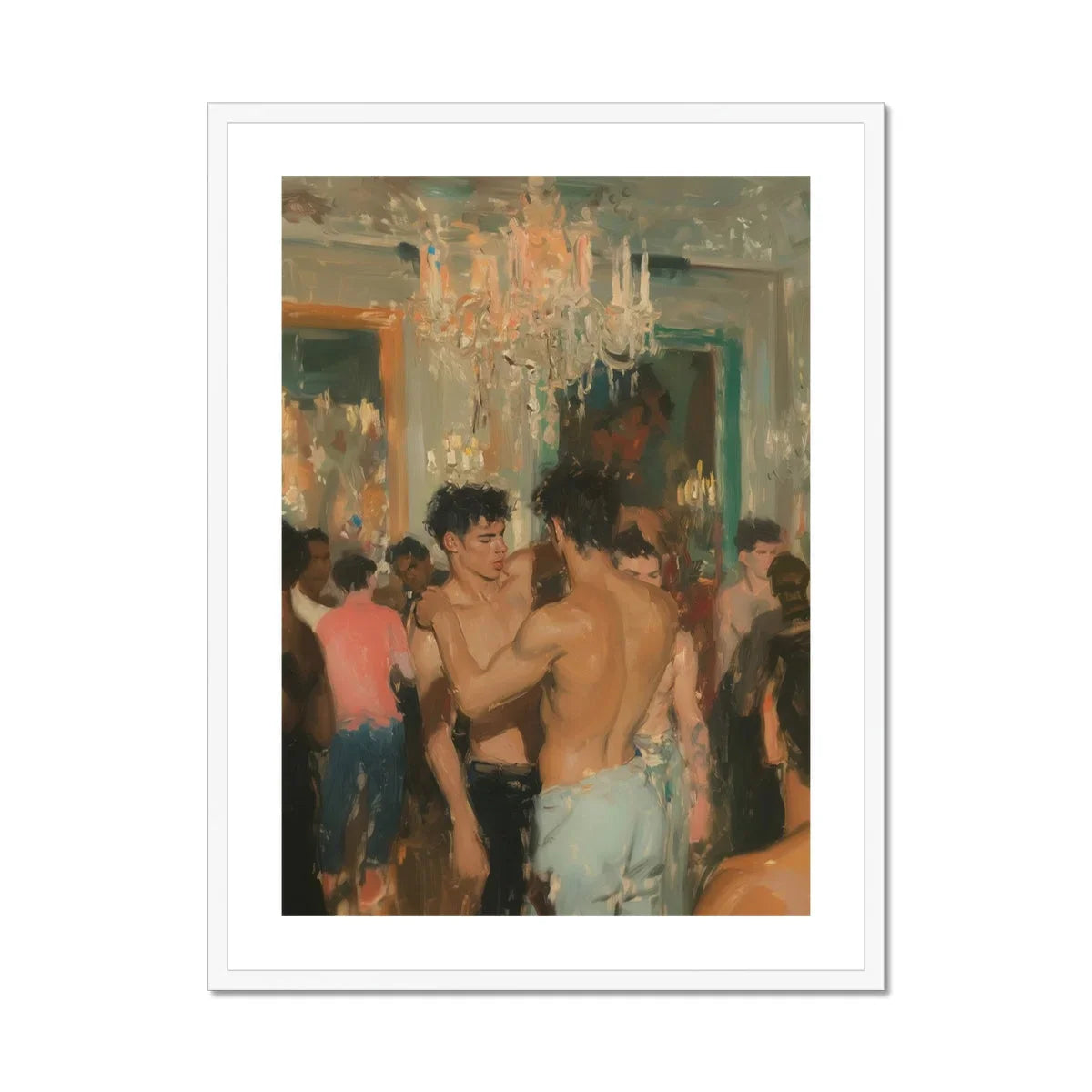 Party Animals Luxe Vintage Circuit Gays Art Print, Impressionistic Painting Crowded Room