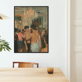 Party Animals - Sweaty Gay Lovers Framed Canvas, Framed Painting Crowded Party