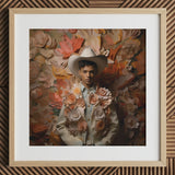 Pascal - Black Gay Femboy Cowboy Art Print / Canvas, 12x12’’ / 31x31cm / Natural Frame / Matboard, Posters Prints & Visual Artwork, Toby
