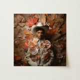 Pascal - Black Gay Femboy Cowboy Art Print / Canvas Square Canvas Print Young Man White Cowboy Hat Femme Gay Cowboy, Dandy Afroamerican
