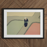 Camino a través de los campos - Impresión de arte de Kamisaka Sekka, 30x20’’ / 76x51cm / Marco negro / Paspartú de 2’’, Pósters impresos y obras de arte visual, Toby