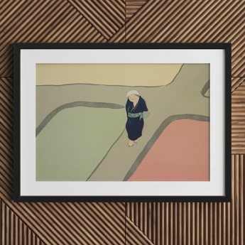 Camino a través de los campos - Impresión de arte de Kamisaka Sekka, 30x20’’ / 76x51cm / Marco negro / Paspartú de 2’’, Pósters impresos y obras de arte visual, Toby