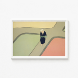 Minimalist White-framed Art Print Stylized Illustration Figure Dark Kamisaka Sekka’s Path, Sekka, Visual Haiku
