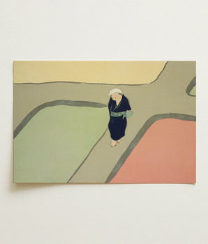Minimalist Illustration Print Stylized Figure Dark Blue Attire Kamisaka Sekka’s Path, Sekka Art, Visual Haiku