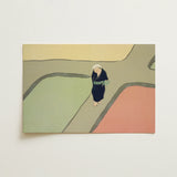Path Through the Fields - Kamisaka Sekka Art Print / Canvas Minimalist Illustration Print Stylized Figure Dark Blue Attire Kamisaka Sekka’s