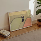 Path Through the Fields Kamisaka Sekka Art Print, Framed Minimalist Artwork Abstract Figure Curved Path Muted