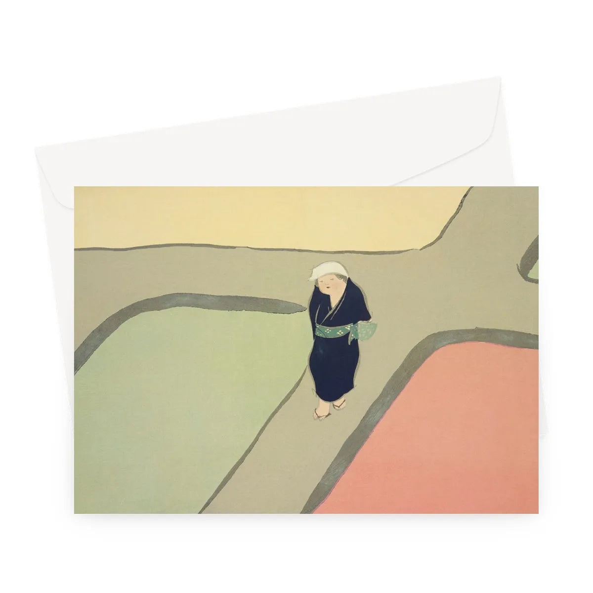 Path Through The Fields By Kamisaka Sekka Greeting Card - A5 Landscape / 1 Card - Notebooks & Notepads - Aesthetic Art