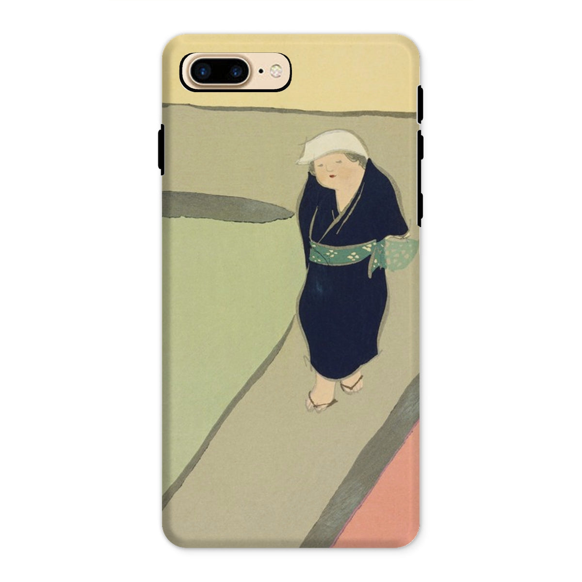Path Through the Fields Kamisaka Sekka Iphone Case, 8 Plus / Matte, Phone Case Minimalist Illustration Person Kimono Style Robe Hat